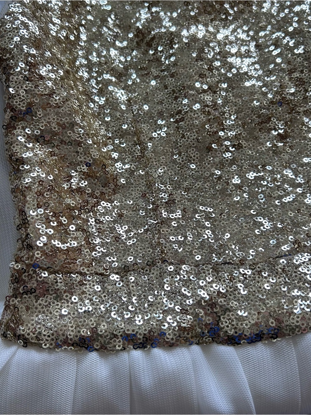 B. Darlin Girls Gold Sequin & Ivory Tulle Party Dress Bow Back Size 7/8 Juniors - Picture 12 of 12